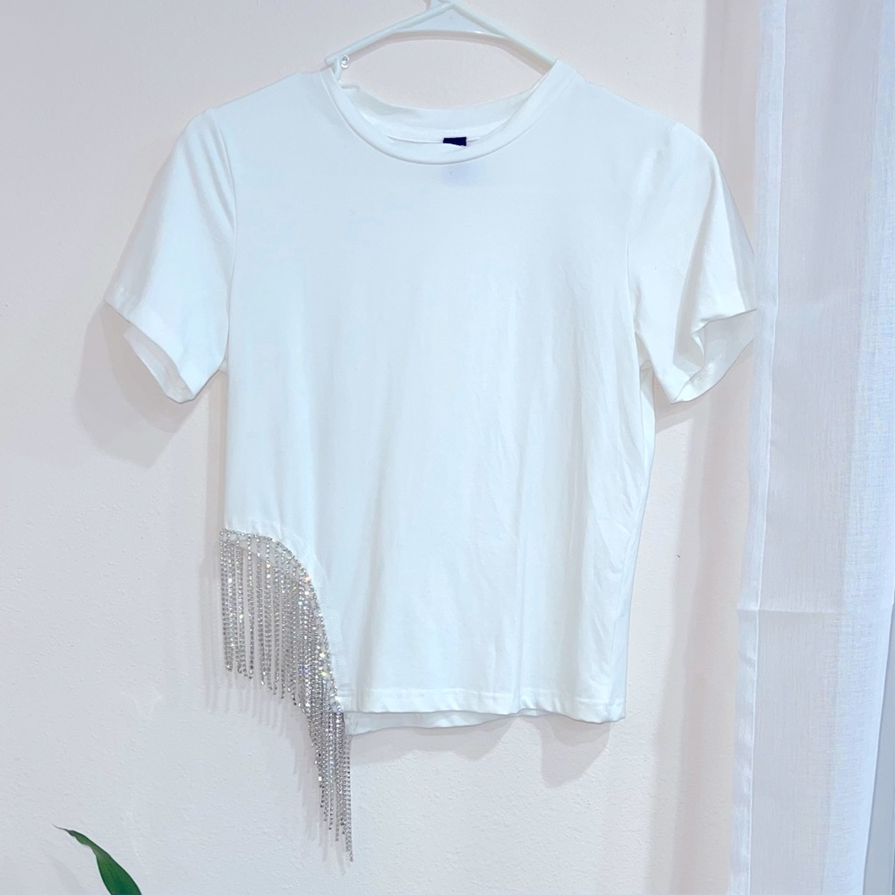 WINDSOR rhinestone tassel T-Shirt ✨